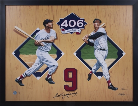 Ted Williams Signed "Triple Crown" Canvas Giclee AP 26/42 by Artist Steve Parson In 43 x 33 Framed Display (JSA)